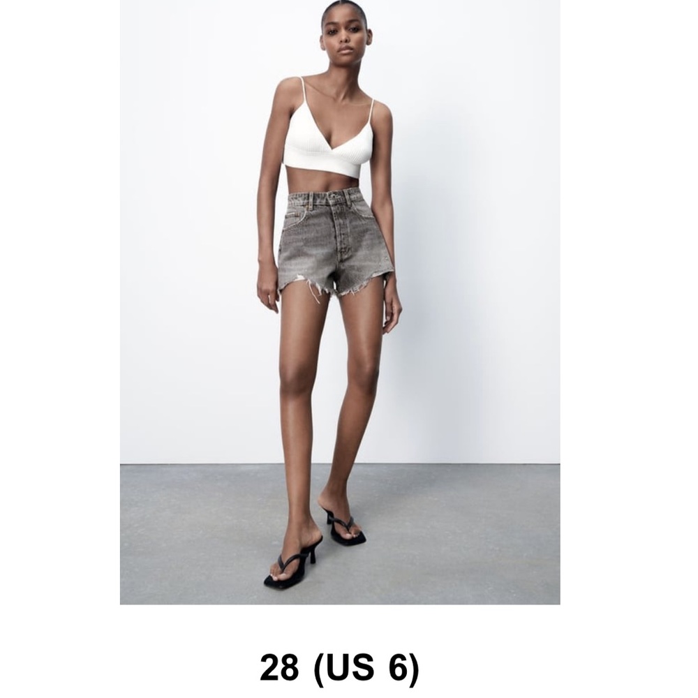 Zara Frayed High Waisted Grey Jean Shorts